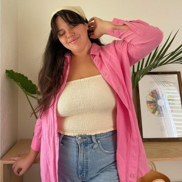 Pink linen button down - Picture 2 of 4